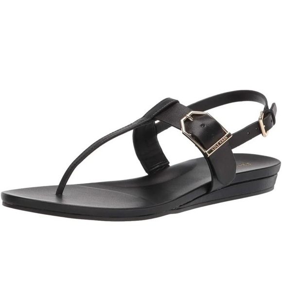 NIB Cole Haan Francine Demi Wedge Leather Sandals - black - Picture 1 of 11